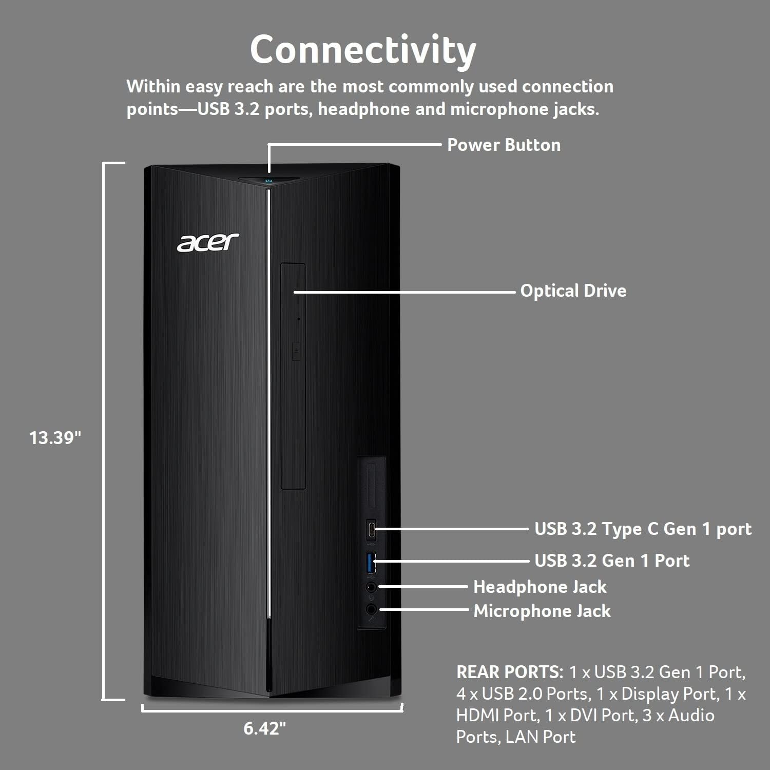 Acer Aspire TC-1760-UA92 Desktop | 12th Gen Intel Core i5-12400 6-Core Processor | 12GB 3200MHz DDR4 | 512GB NVMe M.2 SSD | 8X DVD | Intel Wireless Wi-Fi 6 AX201 | Bluetooth 5.2 | Windows 11 Home