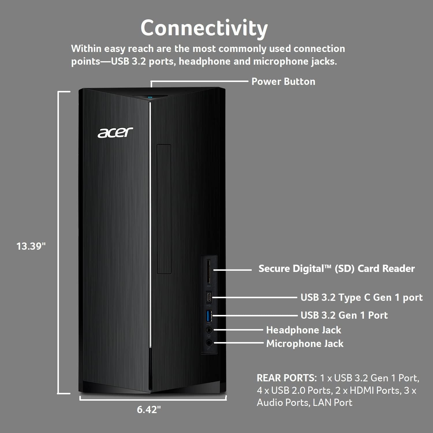 Acer Aspire TC-1760-UA92 Desktop | 12th Gen Intel Core i5-12400 6-Core Processor | 12GB 3200MHz DDR4 | 512GB NVMe M.2 SSD | 8X DVD | Intel Wireless Wi-Fi 6 AX201 | Bluetooth 5.2 | Windows 11 Home