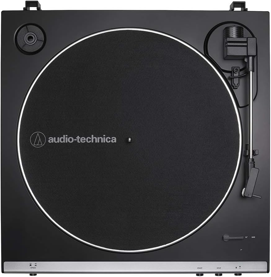 Audio-Technica AT-LP60X-BK Fully Automatic Belt-Drive Stereo Turntable, Black, Hi-Fi, 2 Speed, Dust Cover, Anti-Resonance, Die-Cast Aluminum Platter