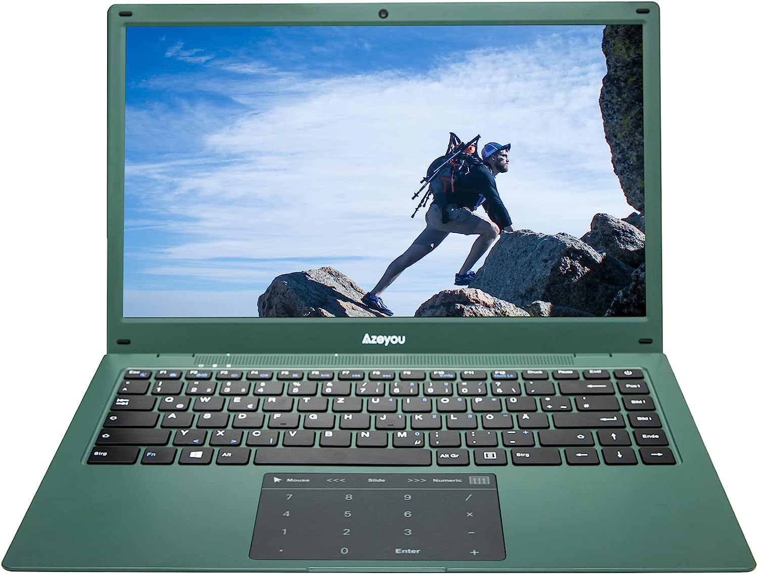 Azeyou Newest 14.1″ Thin Light Business Student Laptop Computer, up to 2.8GHz Celeron N4020 Processor, 4GB DDR4 RAM, 64GB Storage, 2MP Webcam, WiFi, Bluetooth, Windows 11 Laptop Green