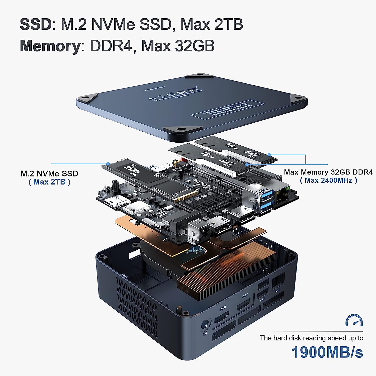 Beelink SEi8 Mini PC 8th Gen Intel i5-8259U(4C/8T Up to 3.8GHz), Mini Desktop Computer 16GB DDR4 500GB M.2 NVMe SSD, WiFi 5, BT5.0, Gigabit Ethernet, 4K Dual HDMI, Auto Power On/WOL for Home/Office