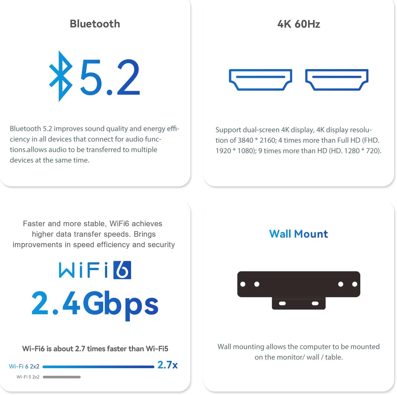 Beelink SEi8 Mini PC 8th Gen Intel i5-8259U(4C/8T Up to 3.8GHz), Mini Desktop Computer 16GB DDR4 500GB M.2 NVMe SSD, WiFi 5, BT5.0, Gigabit Ethernet, 4K Dual HDMI, Auto Power On/WOL for Home/Office