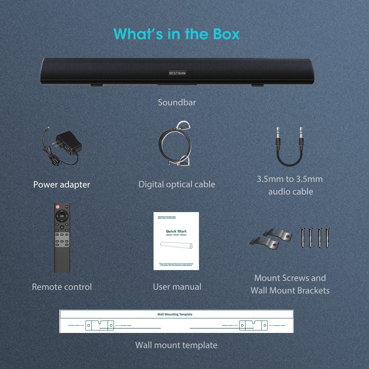 BESTISAN Soundbar, TV Sound Bar with Dual Bass Ports Wired HDMI and Wireless Bluetooth 5.0 Home Theater Mechanism (28 Inch, Enhanced Bass Technology, 3-Inch Drivers, Bass Adjustable, Wall Mountable, DSP)