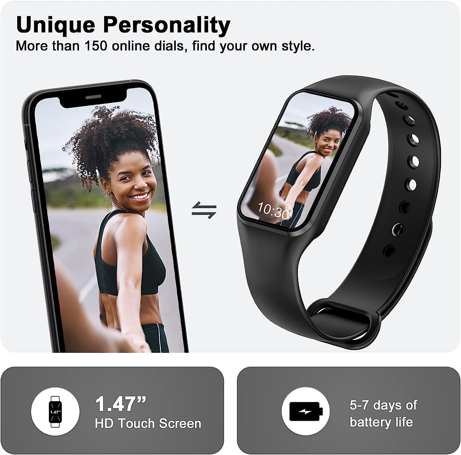 Blackview Fitness Tracker with 24/7Heart Rate Blood Oxygen Monitor Sleep Tracking Step Calorie Counter Pedometer IP68 Waterproof for Android Phones iPhones Women Men Kids