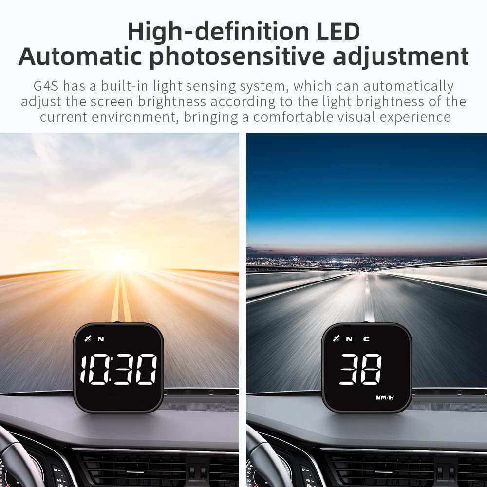 Digital GPS Speedometer, VEESA Car Universal HUD Head Up Display, GPS Smart Gauge Speedometer with Speed MPH Compass Fatigued Driving Alert Overspeed Alarm Trip Meter for All Vehicle (Black)