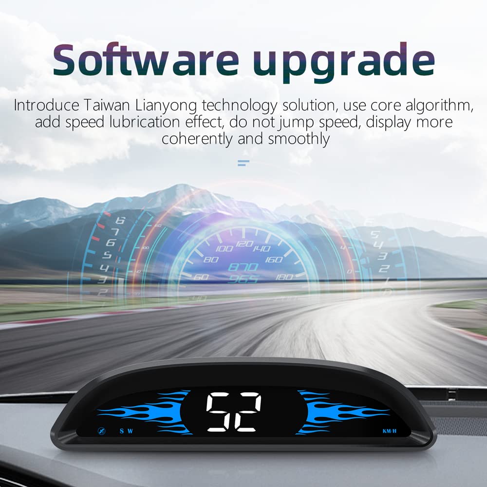 Digital GPS Speedometer, VEESA Car Universal HUD Head Up Display, GPS Smart Gauge Speedometer with Speed MPH Compass Fatigued Driving Alert Overspeed Alarm Trip Meter for All Vehicle (Black)