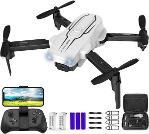 Drone with Camera for Adults Kids – 1080P HD FPV Camera Drones with Carrying Scenario, Foldable Drone Remote Authority Toys Gifts RC Quadcopter for Boys Girls with 2 Batteries, Headless Mode, One Key Start, Speed Adjustment, 3D Flips