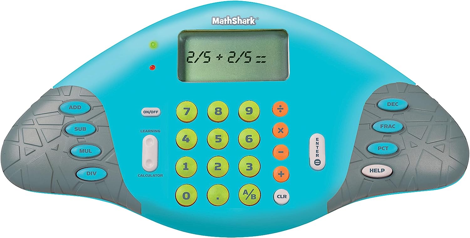 Educational Insights MathShark Electronic Math Game for Kids Ages 6+, Addition, Subtraction, Multiplication & Division, Fractions & More, Classroom Supply
