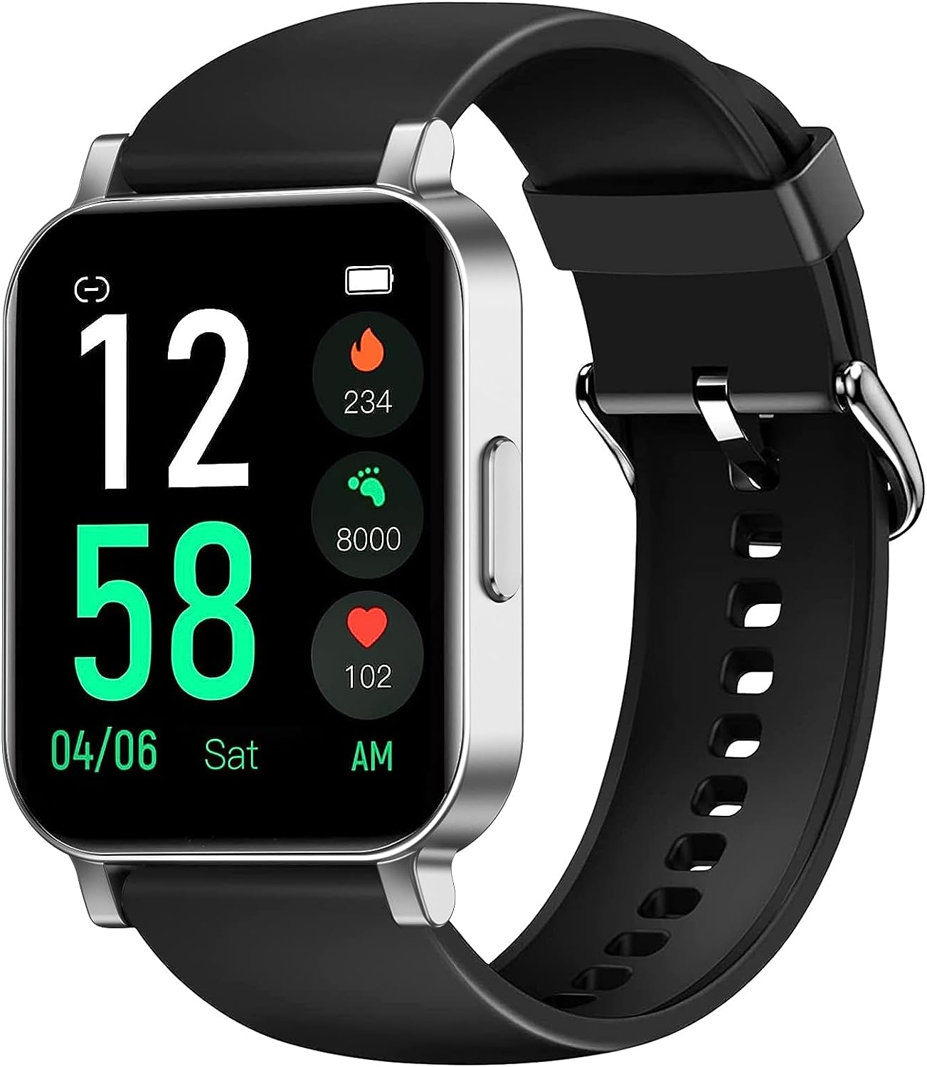 EURANS Smart Watch 44mm, AMOLED Always-on Display Fitness Watch with Heart Rate/Sleep Monitor Steps Calories Counter, IP68 Waterproof Activity Tracker Compatible with Android iOS