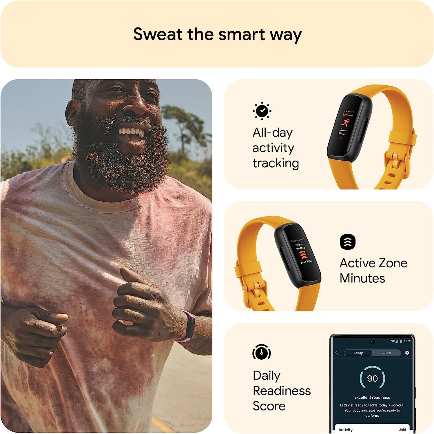 Fitbit Inspire 3 Health & Fitness Tracker with Stress Management, Workout Intensity, Sleep Tracking, 24/7 Heart Rate and more, Midnight Zen/Black One Size (S & L Bands Included)