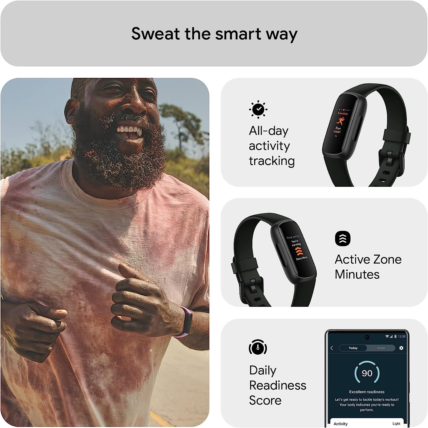Fitbit Inspire 3 Health & Fitness Tracker with Stress Management, Workout Intensity, Sleep Tracking, 24/7 Heart Rate and more, Midnight Zen/Black One Size (S & L Bands Included)