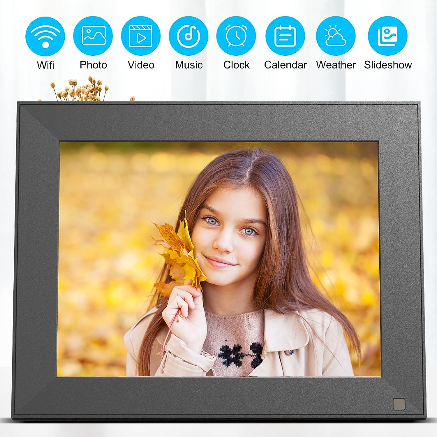 FULLJA 10 inch WIFI Digital Picture Frame Touch Screen IPS HD Display, Smart Digital Photo Frame, 16GB Storage, Auto-Rotate, Motion Sensor, Share Photos and Videos via iOS or Android App, Email, Cloud