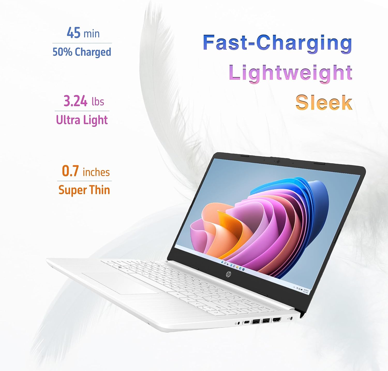 HP 2022 Stream 14'' HD Laptop, Intel Celeron N4020 Dual-core Processor, 4GB DDR4 RAM, 64GB eMMC, 1 Year Office 365, Webcam, HDMI, Windows 10S, White, 32GB SnowBell USB Card