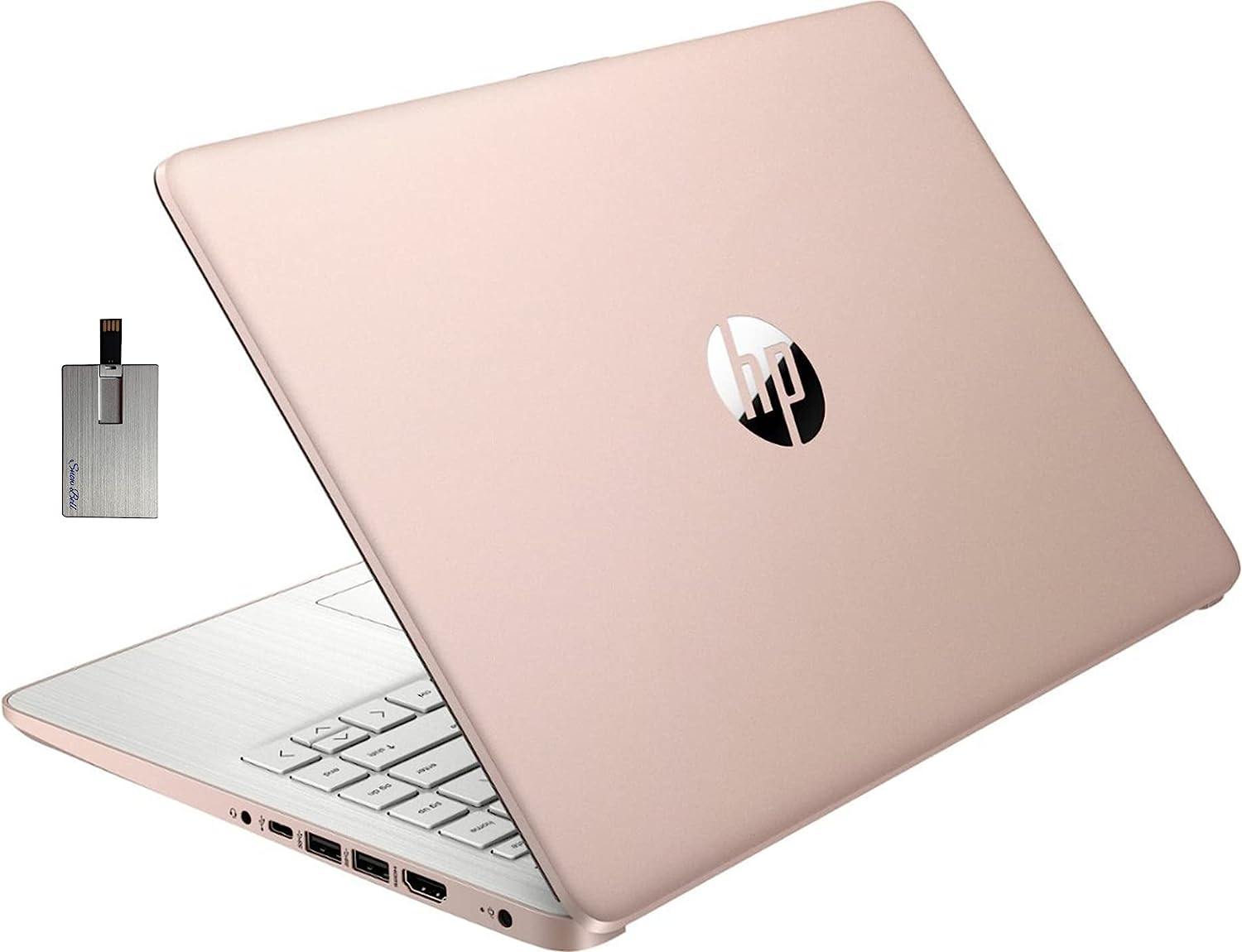 HP 2022 Stream 14'' HD Laptop, Intel Celeron N4020 Dual-core Processor, 4GB DDR4 RAM, 64GB eMMC, 1 Year Office 365, Webcam, HDMI, Windows 10S, White, 32GB SnowBell USB Card