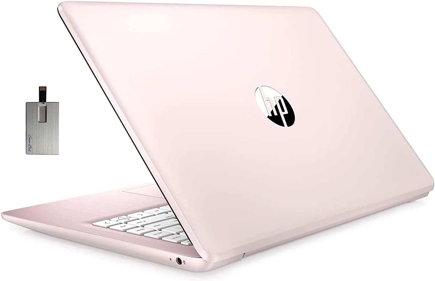 HP 2022 Stream 14'' HD Laptop, Intel Celeron N4020 Dual-core Processor, 4GB DDR4 RAM, 64GB eMMC, 1 Year Office 365, Webcam, HDMI, Windows 10S, White, 32GB SnowBell USB Card