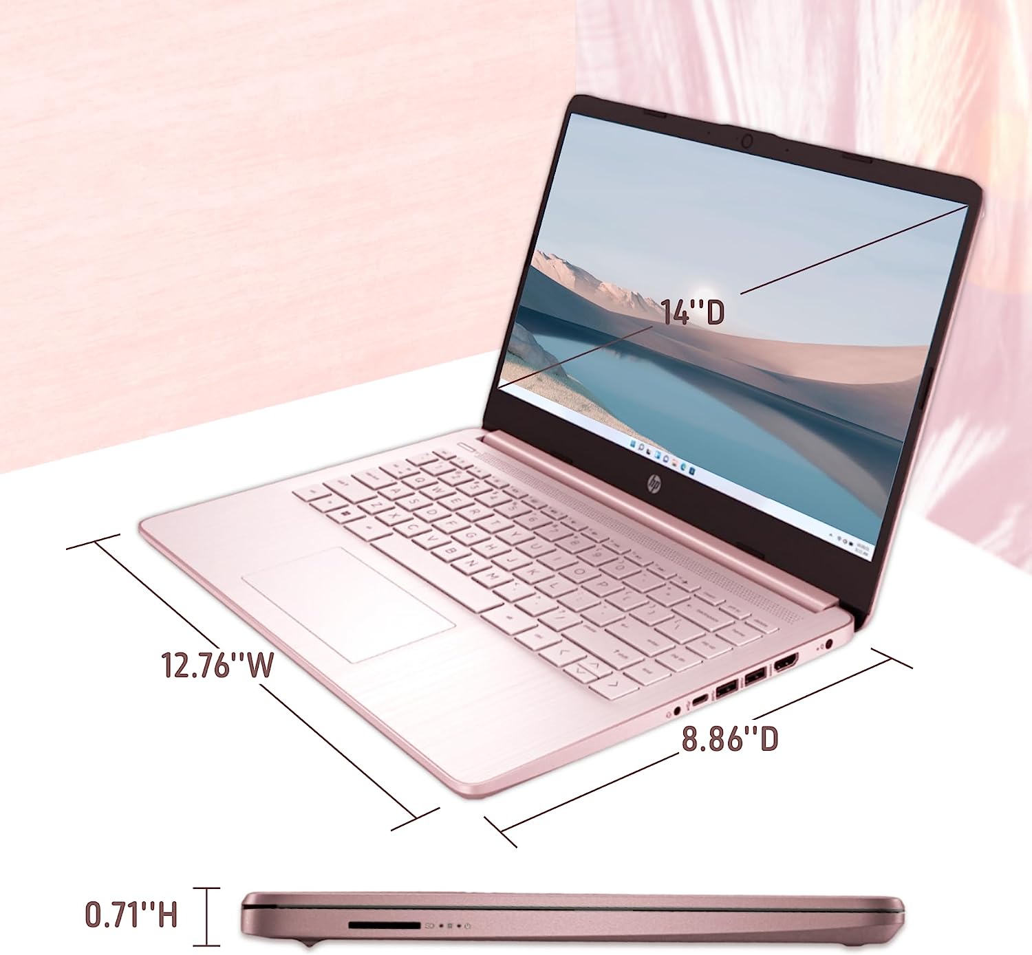 HP 2022 Stream 14'' HD Laptop, Intel Celeron N4020 Dual-core Processor, 4GB DDR4 RAM, 64GB eMMC, 1 Year Office 365, Webcam, HDMI, Windows 10S, White, 32GB SnowBell USB Card