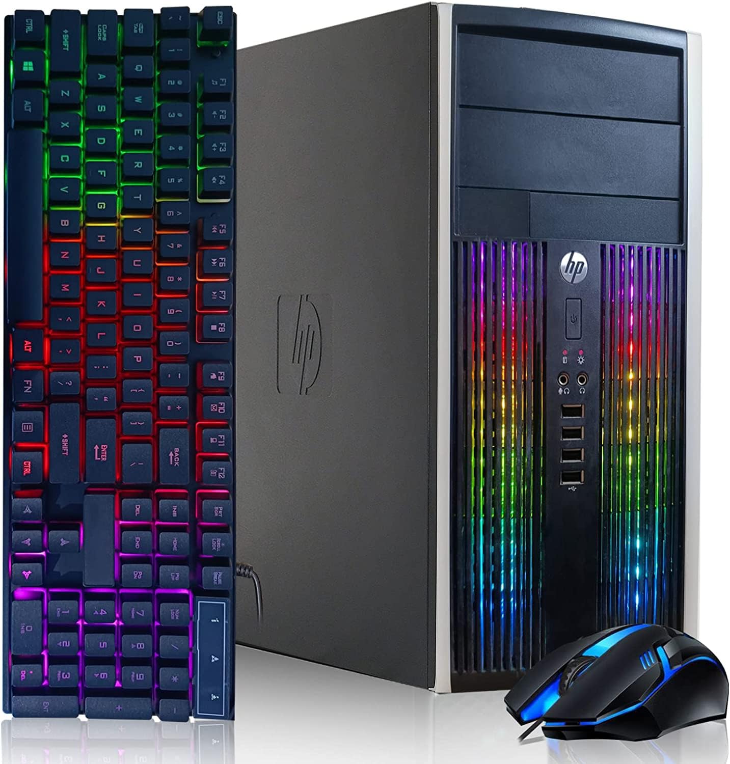 HP RGB Gaming PC Desktop Computer - Intel Quad I7 up to 3.8GHz, 16GB Memory, 256G SSD + 3TB, GeForce GTX 1660 Super 6G GDDR6, RGB Keyboard & Mouse, WiFi & Bluetooth 5.0, Win 10 Pro (Renewed)