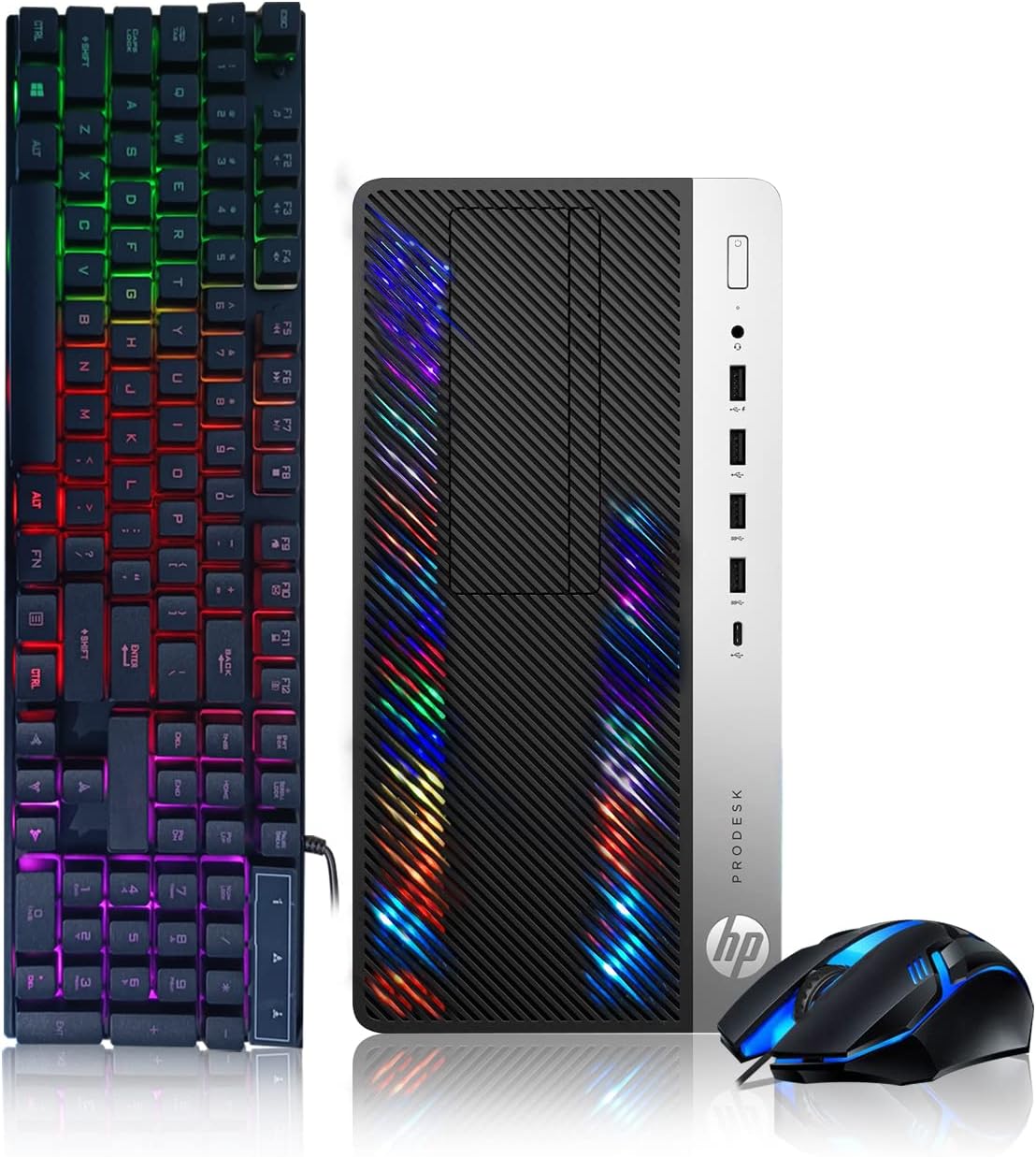 HP RGB Gaming PC Desktop Computer – Intel Quad I7 up to 3.8GHz, 16GB Memory, 256G SSD + 3TB, GeForce GTX 1660 Super 6G GDDR6, RGB Keyboard & Mouse, WiFi & Bluetooth 5.0, Win 10 Pro (Renewed)