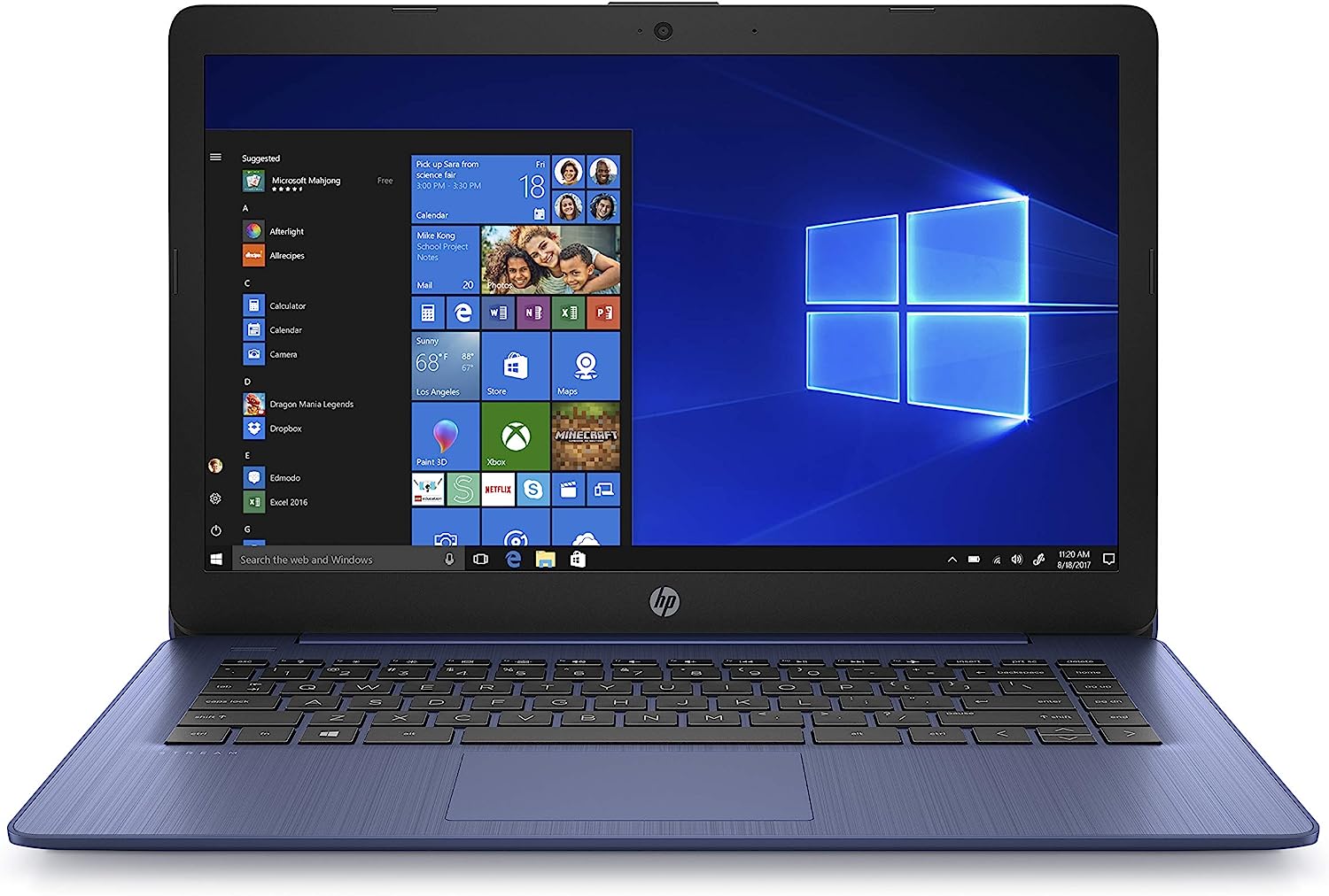 HP Stream 14-inch Laptop, Intel Celeron N4000, 4 GB RAM, 64 GB eMMC, Windows 10 Home in S Mode With Office 365 Personal For 1 Year (14-cb185nr, Royal Blue)