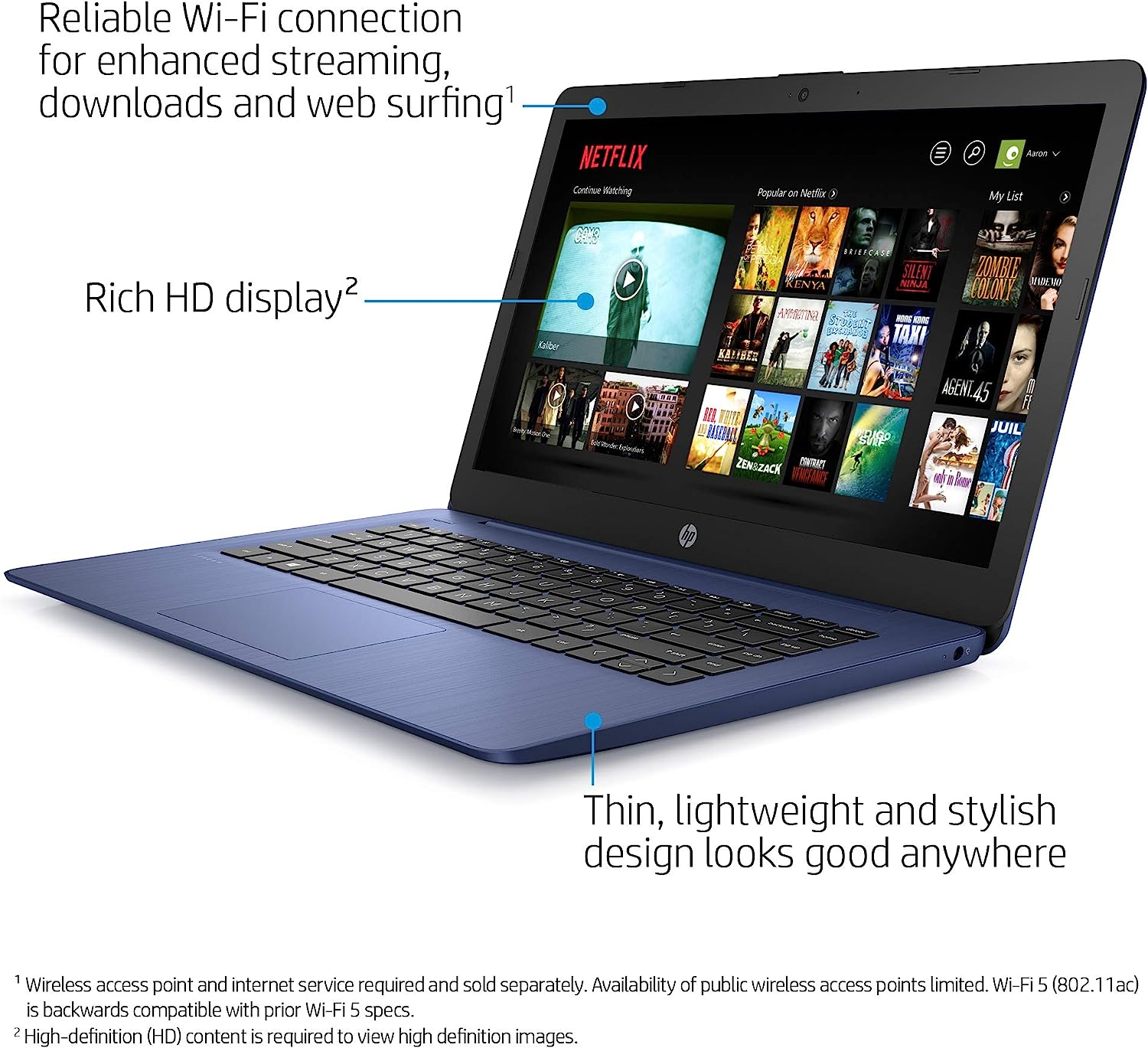 HP Stream 14-inch Laptop, Intel Celeron N4000, 4 GB RAM, 64 GB eMMC, Windows 10 Home in S Mode With Office 365 Personal For 1 Year (14-cb185nr, Royal Blue)