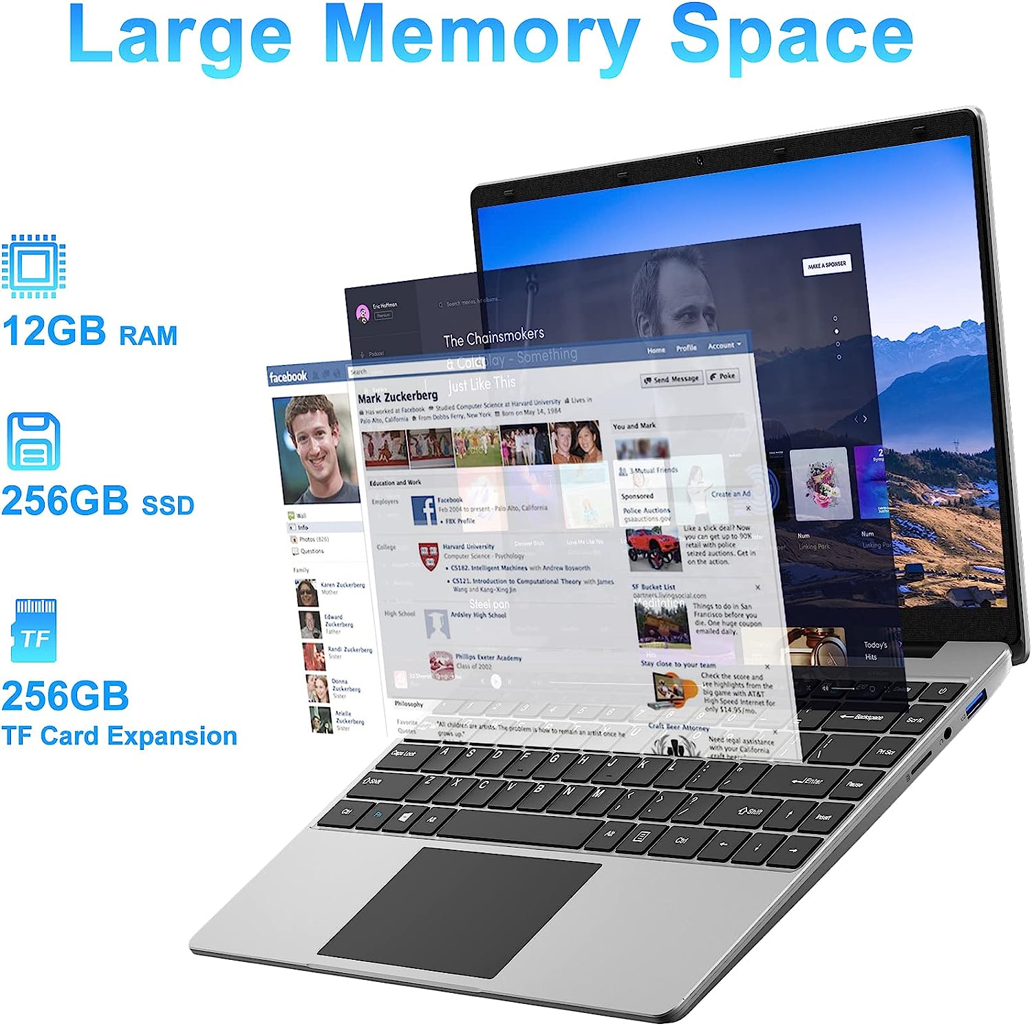 jumper Laptop 12GB DDR4 256GB SSD, Intel Celeron Quad Core CPU, Lightweight Computer with 14 Inch Full HD Display, Windows 11 Laptops, Dual Speakers, 2.4/5.0G WiFi, 35.52WH Battery, USB3.0, Type-C.