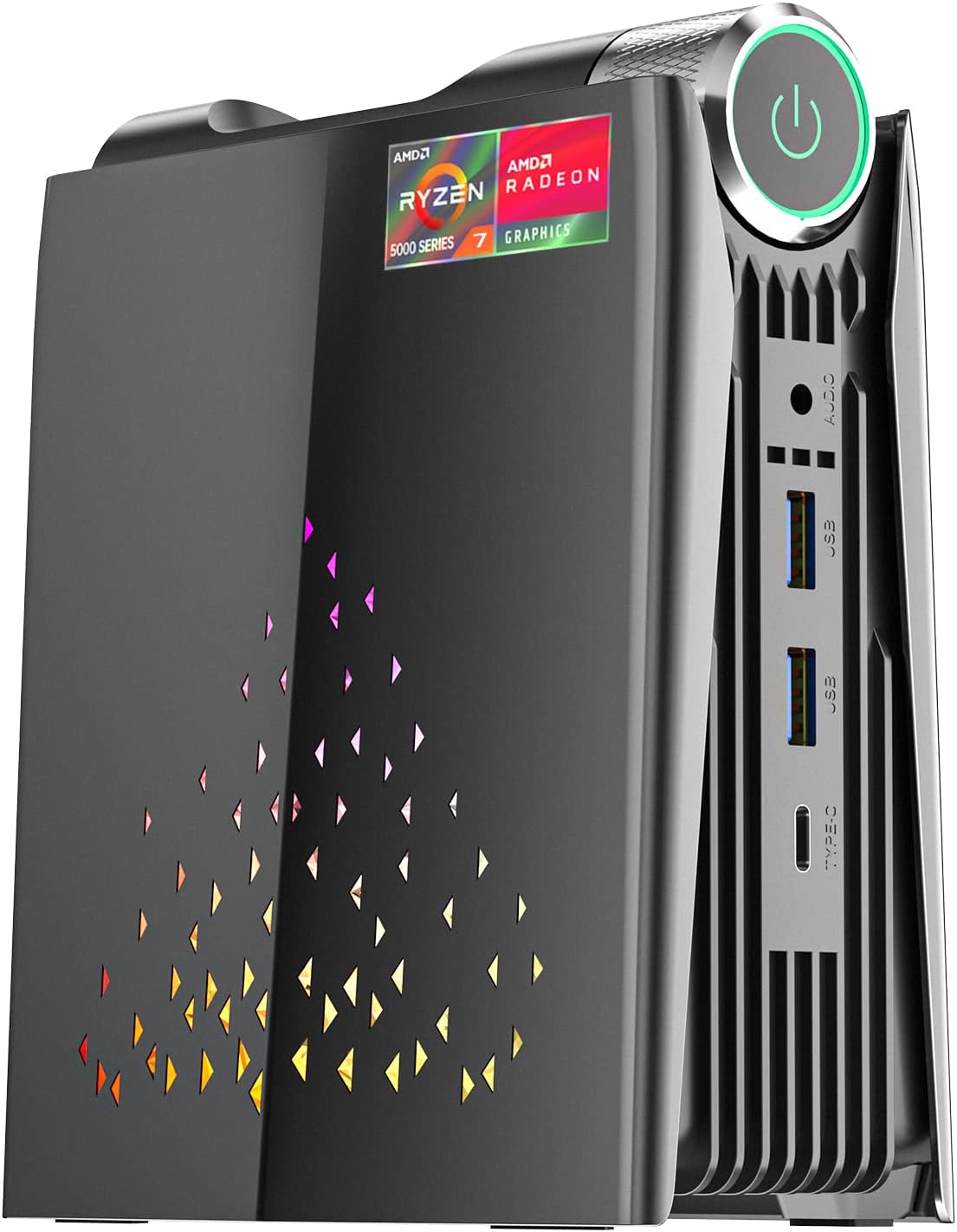 KAMRUI [Gaming PC] AMD Ryzen Mini PC Windows 11 Pro with 16GB RAM 512GB SSD, Small Gaming Desktop Computer, Micro AMR5 3 Mode PERF Switch, RGB Light, Upgrade Capacity, 4K UHD, Type-C, WiFi6/BT5.2
