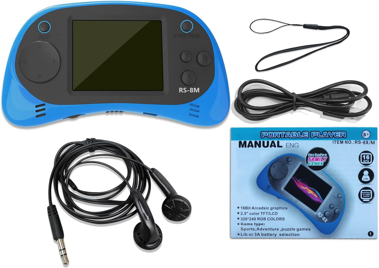Kids Handheld Game Portable Video Game Player with 200 Games 16 Bit 2.5 Inch Screen Mini Retro Electronic Game Machine ,Best Gift for Child (Blue)