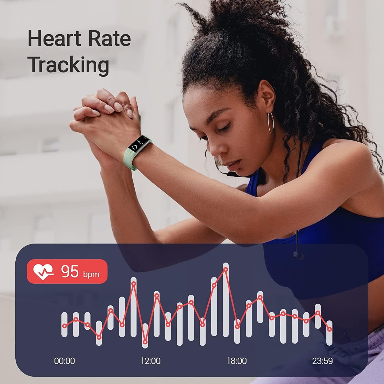 Kummel Fitness Tracker with Heart Rate Monitor, Waterproof Deed Tracker with Pedometer & Sleep Monitor, Calories, Step Tracking for Women Men Black
