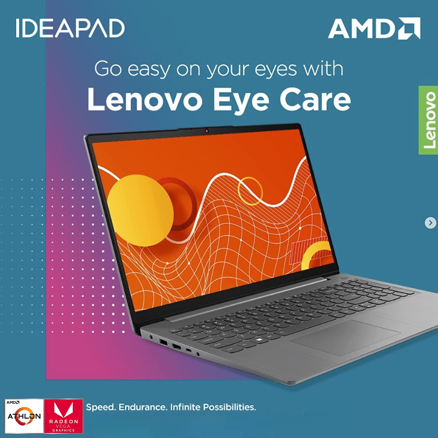 Lenovo IdeaPad, 20GB RAM, 1TB SSD, AMD Dual-core Processor, 15.6 Inch HD Anti-Glare Display, Long Battery Presence Up to 9.5Hr, HDMI, SD Card Reader, Windows 11, 1 Year Microsoft 365