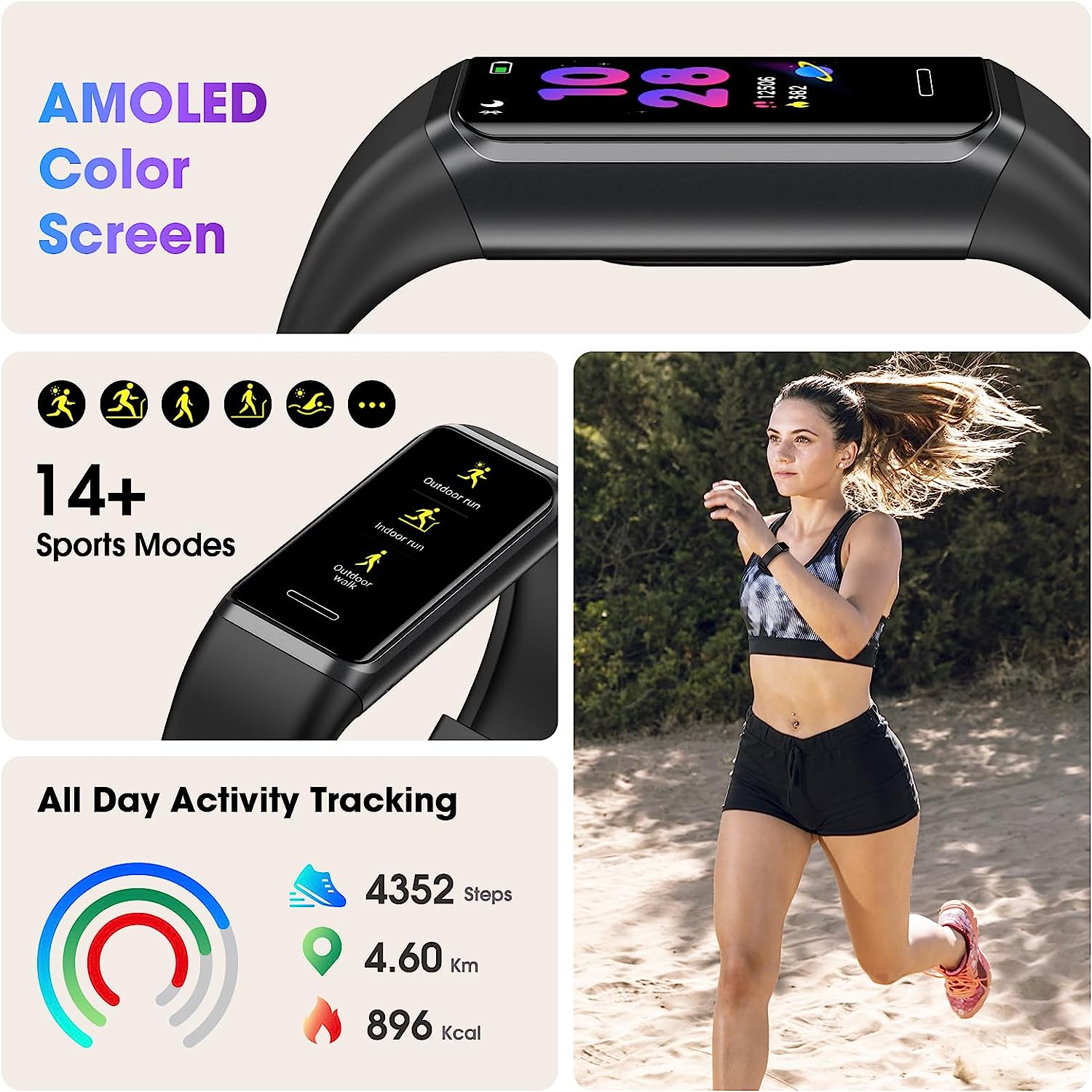 LIVIKEY Deed Fitness Tracker Compatible with Alexa Built-in, Heart Rate, Blood Oxygen, Sleep Monitor, Fitness Watch with Pedometer, IP68 Swimming Waterproof, Smart Watch with Step Tracker