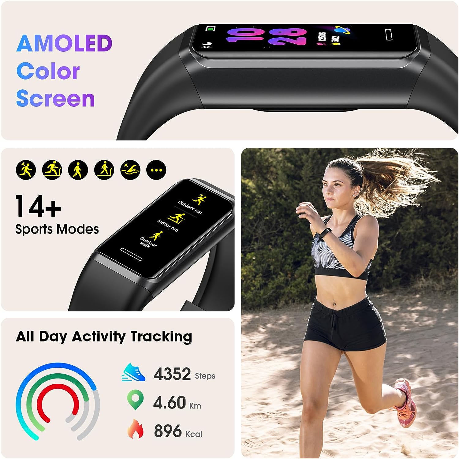 LIVIKEY Fitness Tracker Watch with Heart Rate Monitor, Step Counter IP67 Waterproof Activity Tracker with Pedometer & Sleep Monitor, Calories, Step Tracking for Women Men Compatible with Android iOS