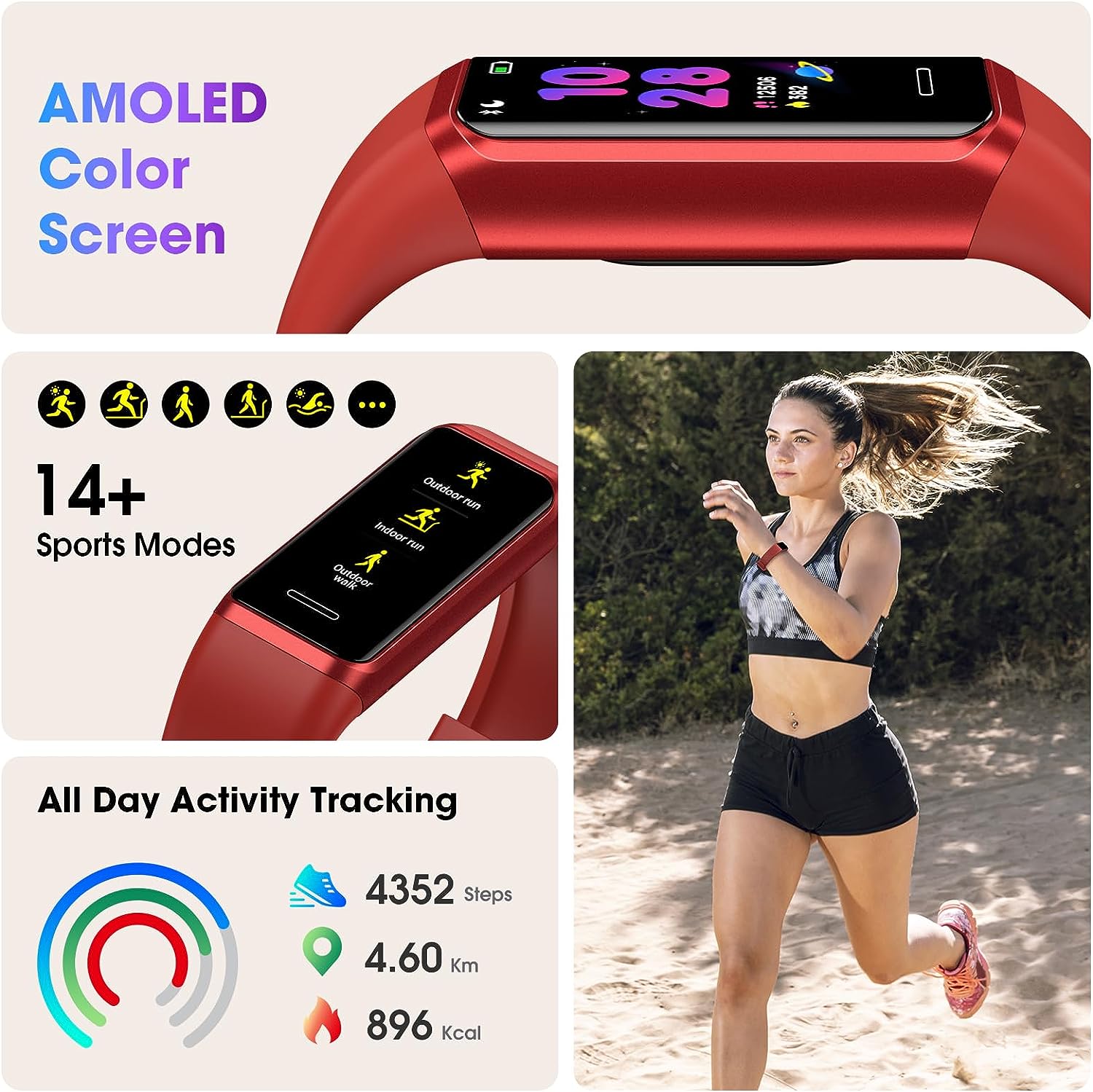 LIVIKEY Fitness Tracker Watch with Heart Rate Monitor, Step Counter IP67 Waterproof Activity Tracker with Pedometer & Sleep Monitor, Calories, Step Tracking for Women Men Compatible with Android iOS