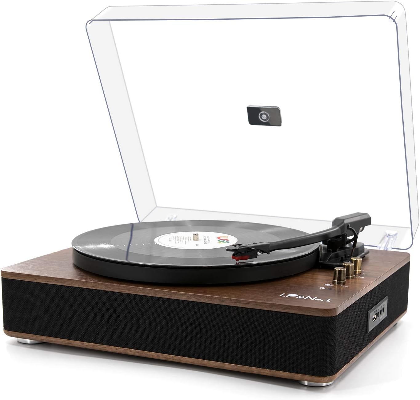 LP&NO.1 Record Player Bluetooth Turntable with Built-in Speakers and USB Play&Recording Belt-Driven Vintage Phonograph Record Player 3 Speed for Entertainment and Home Decoration