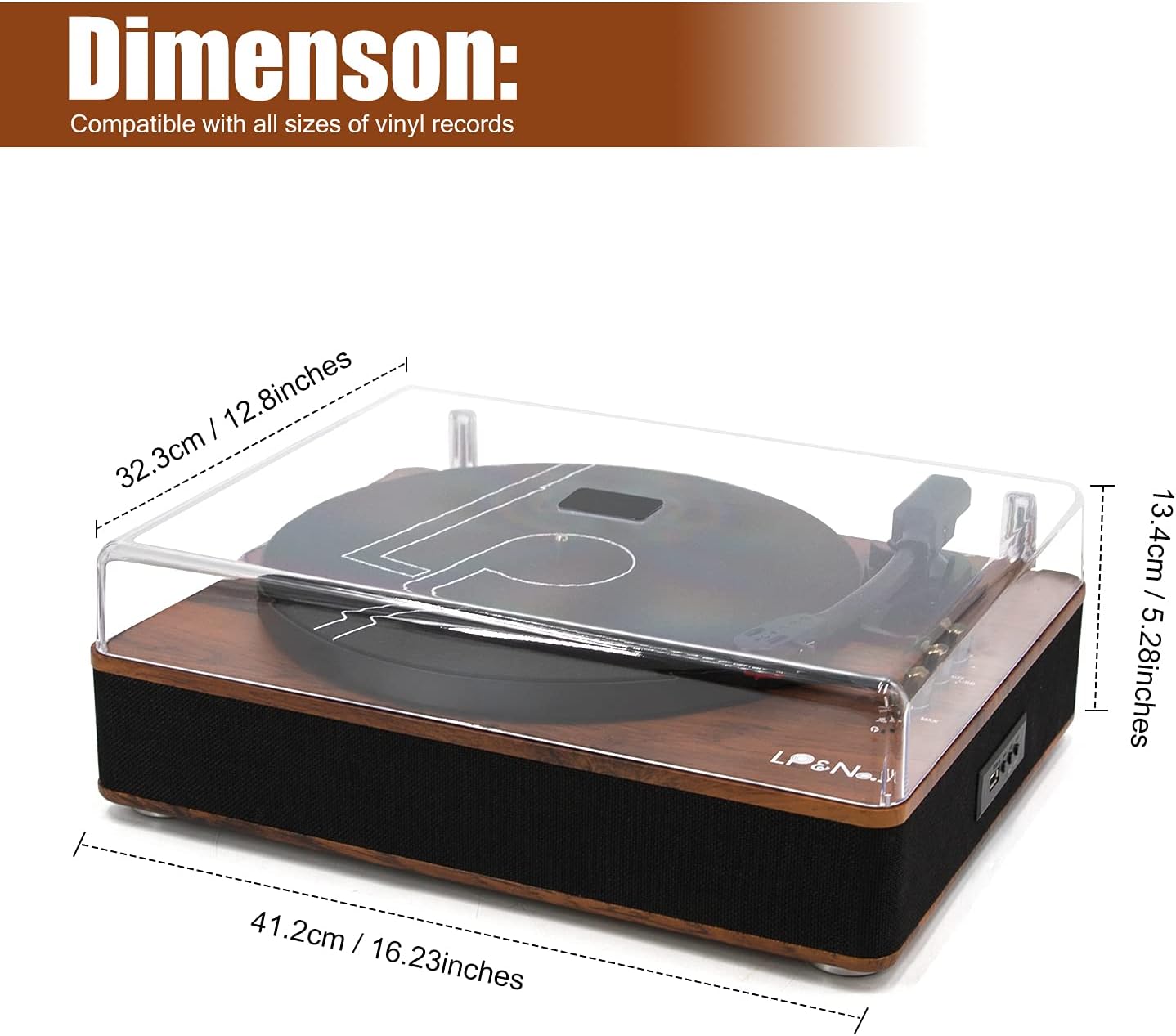 LP&NO.1 Record Player Bluetooth Turntable with Built-in Speakers and USB Play&Recording Belt-Driven Vintage Phonograph Record Player 3 Speed for Entertainment and Home Decoration