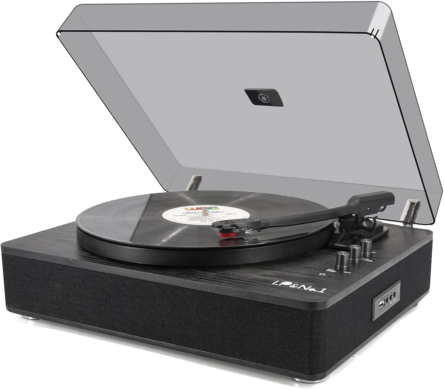 LP&NO.1 Record Player Bluetooth Turntable with Built-in Speakers and USB Play&Recording Belt-Driven Vintage Phonograph Record Player 3 Speed for Entertainment and Home Decoration