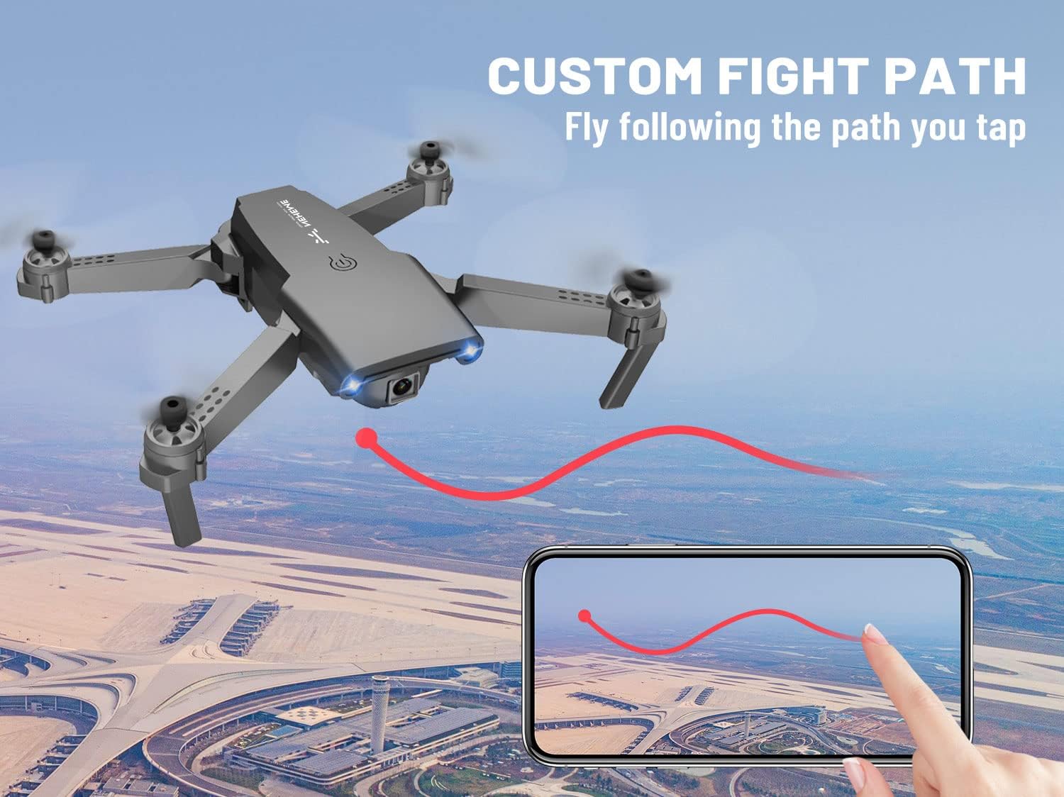NEHEME NH525 Foldable Drones with 1080P HD Camera for Adults, RC Quadcopter WiFi FPV Live Video, Altitude Hold, Headless Mode, One Key Take Off for Kids or Beginners with 2 Batteries