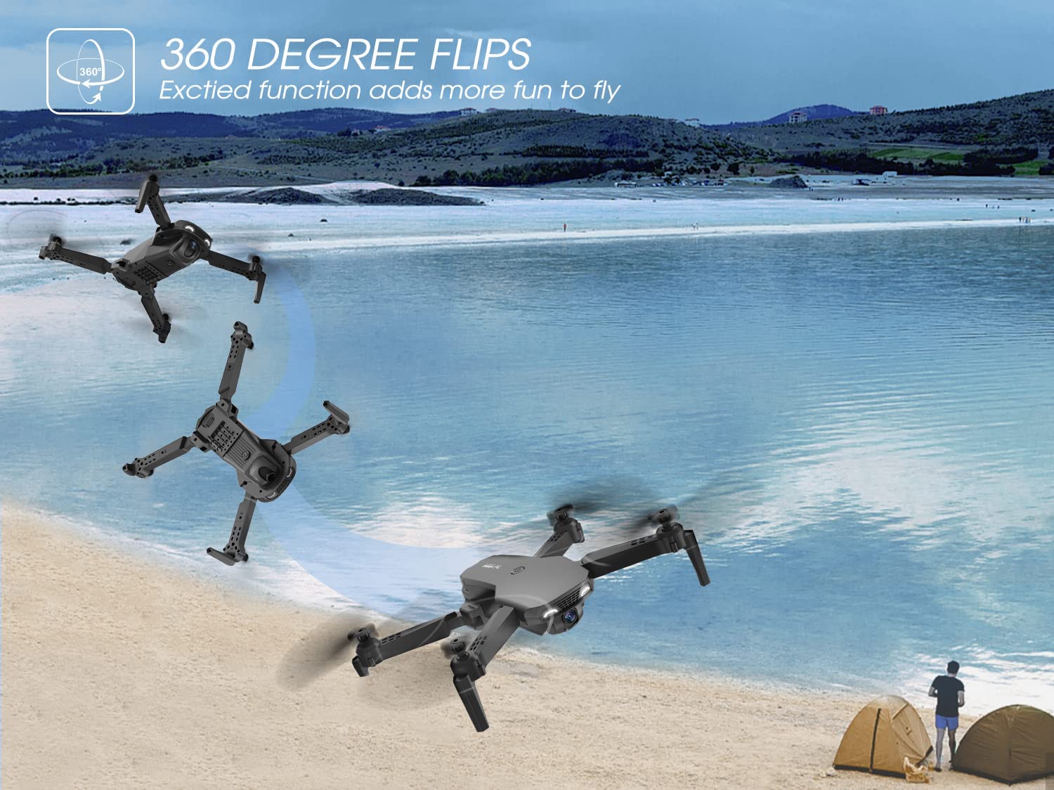 NEHEME NH525 Foldable Drones with 1080P HD Camera for Adults, RC Quadcopter WiFi FPV Live Video, Altitude Hold, Headless Mode, One Key Take Off for Kids or Beginners with 2 Batteries, Upgraded Version