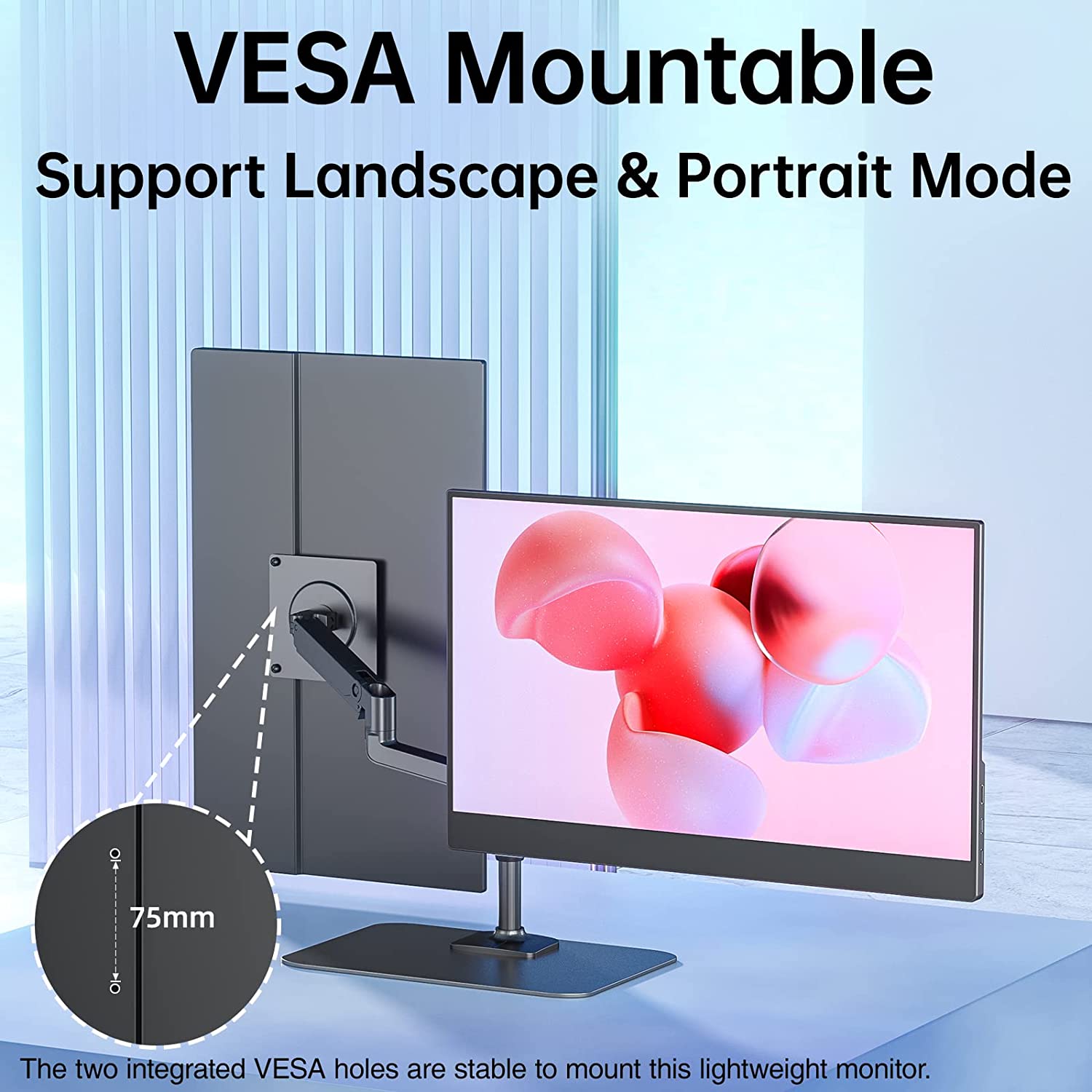 Portable Monitor-15.6 Inch Travel Screen FHD FreeSync Frameless Orb Care USB-C Computer Display with Type-C HDMI Speakers for Laptop PC Mac Surface PS4/5 Xbox Switch, with Smart Cover, VESA Mountable