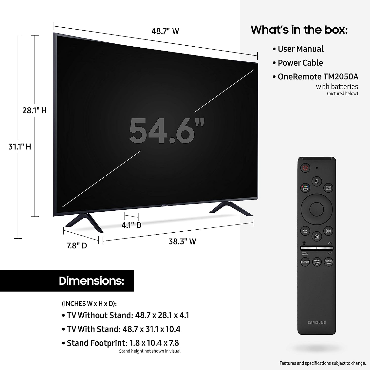 SAMSUNG 65-inch Class Curved UHD TU-8300 Series - 4K UHD HDR Smart TV with Alexa Built-in (UN65TU8300FXZA, 2020 Template) w/HW-B650 3.1. ch Soundbar w/Dolby Audio 2022