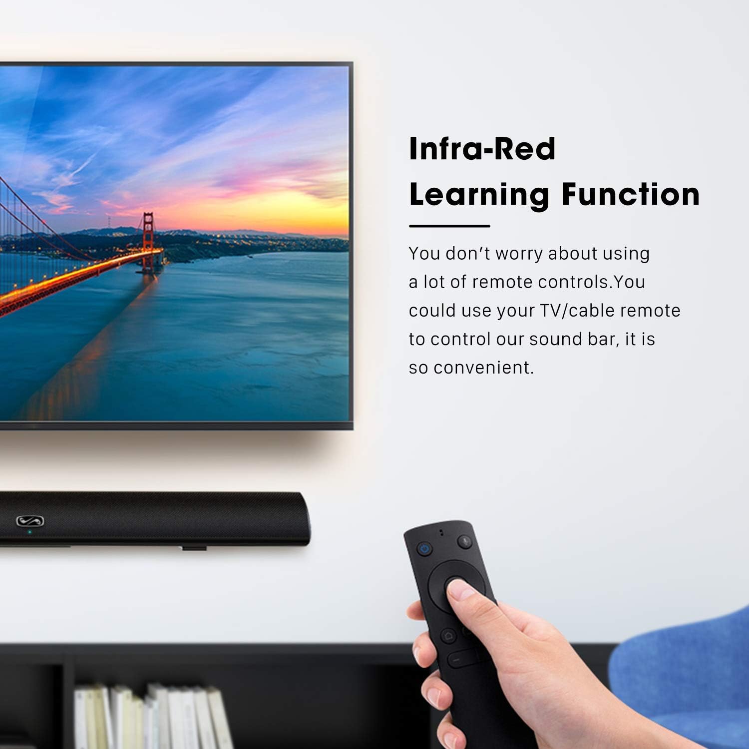 Soundbar, MEGACRA TV Sound Bar with Dual Bass Ports Wired and Wireless Bluetooth Home Theater Formation (Renewed)