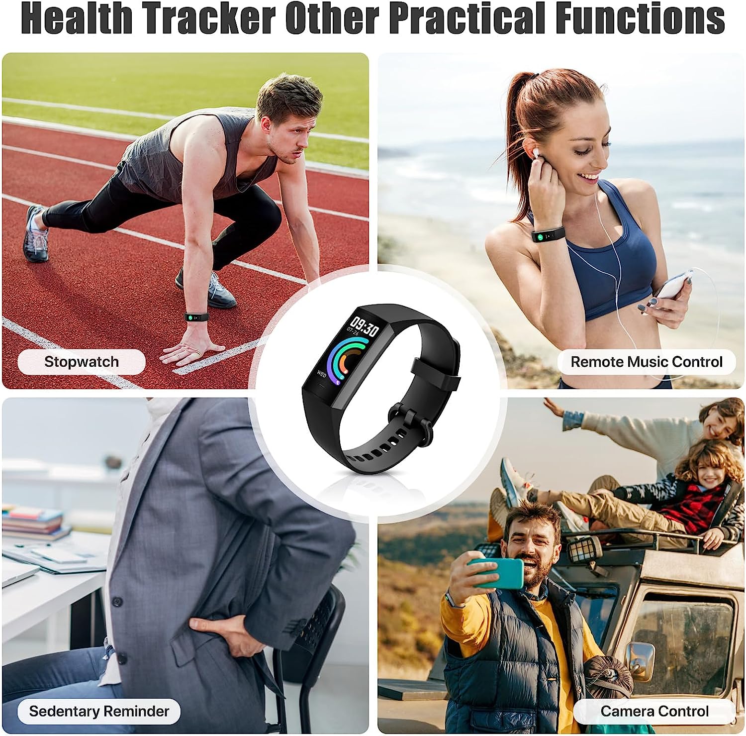 ST-CARE Fitness Tracker,1.10''AMOLED Touch Color Screen Activity Tracker with Step Counter/Calories/Stopwatch, Health Tracker with Heart Rate Monitor, Sleep Tracker,Pedometer Watch for Women Men Kids