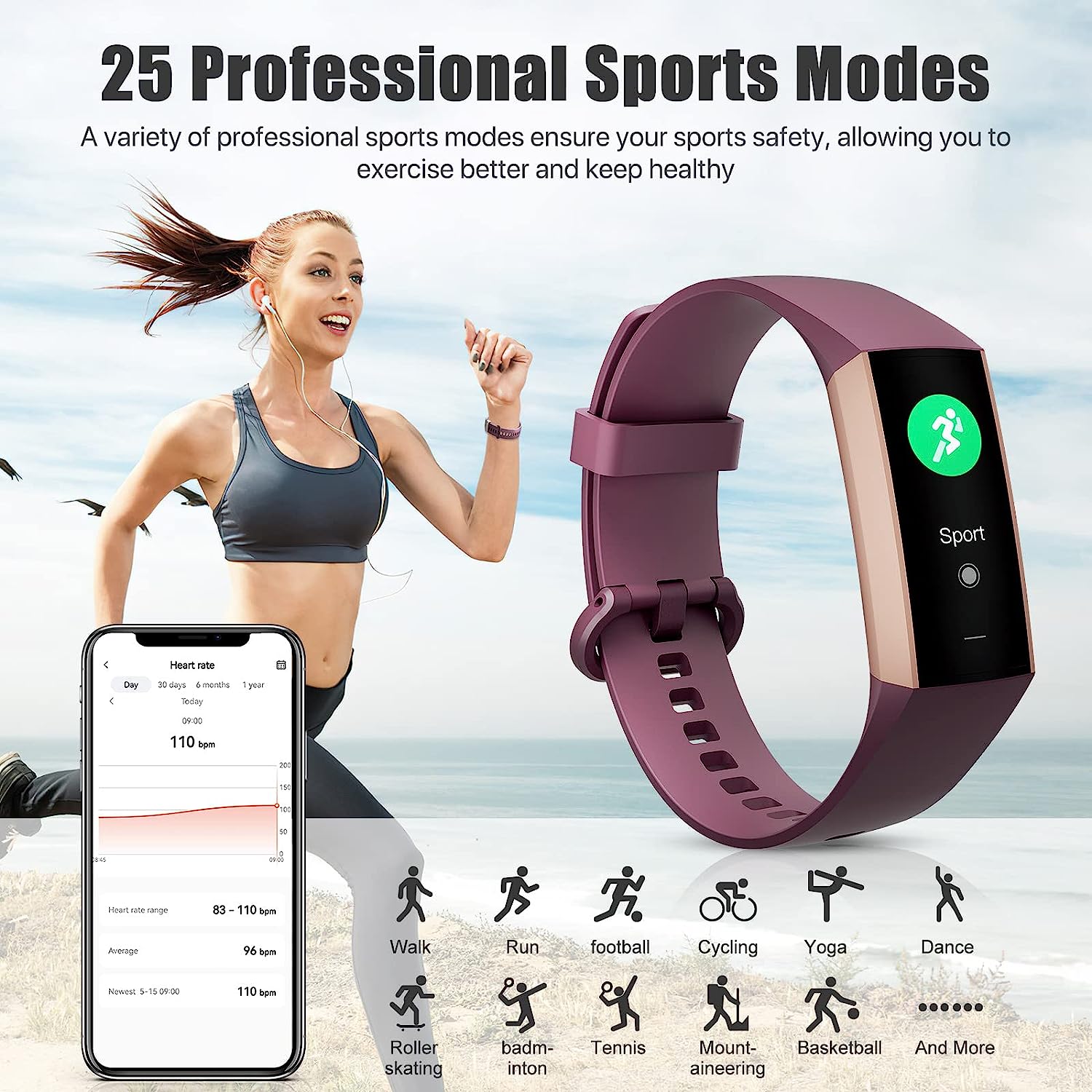 ST-CARE Fitness Tracker,1.10''AMOLED Touch Color Screen Activity Tracker with Step Counter/Calories/Stopwatch, Health Tracker with Heart Rate Monitor, Sleep Tracker,Pedometer Watch for Women Men Kids