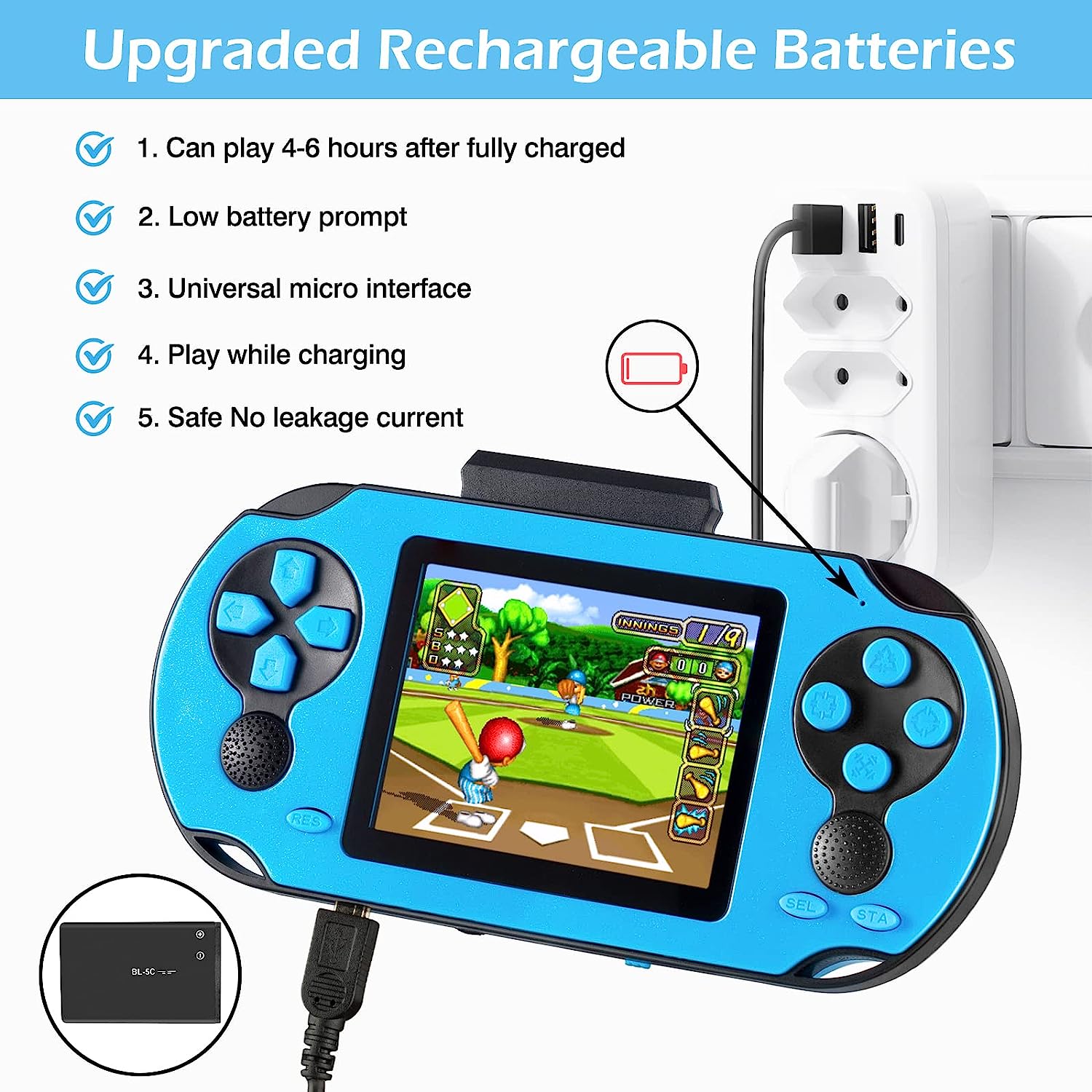 TaddToy 16 Bit Handheld Game Console for Kids Adults, 3.0'' Large Screen Preloaded 230 HD Classic Retro Video Games with USB Rechargeable Battery & 3 Game Cartridges for Birthday Gift for Kids 4-12