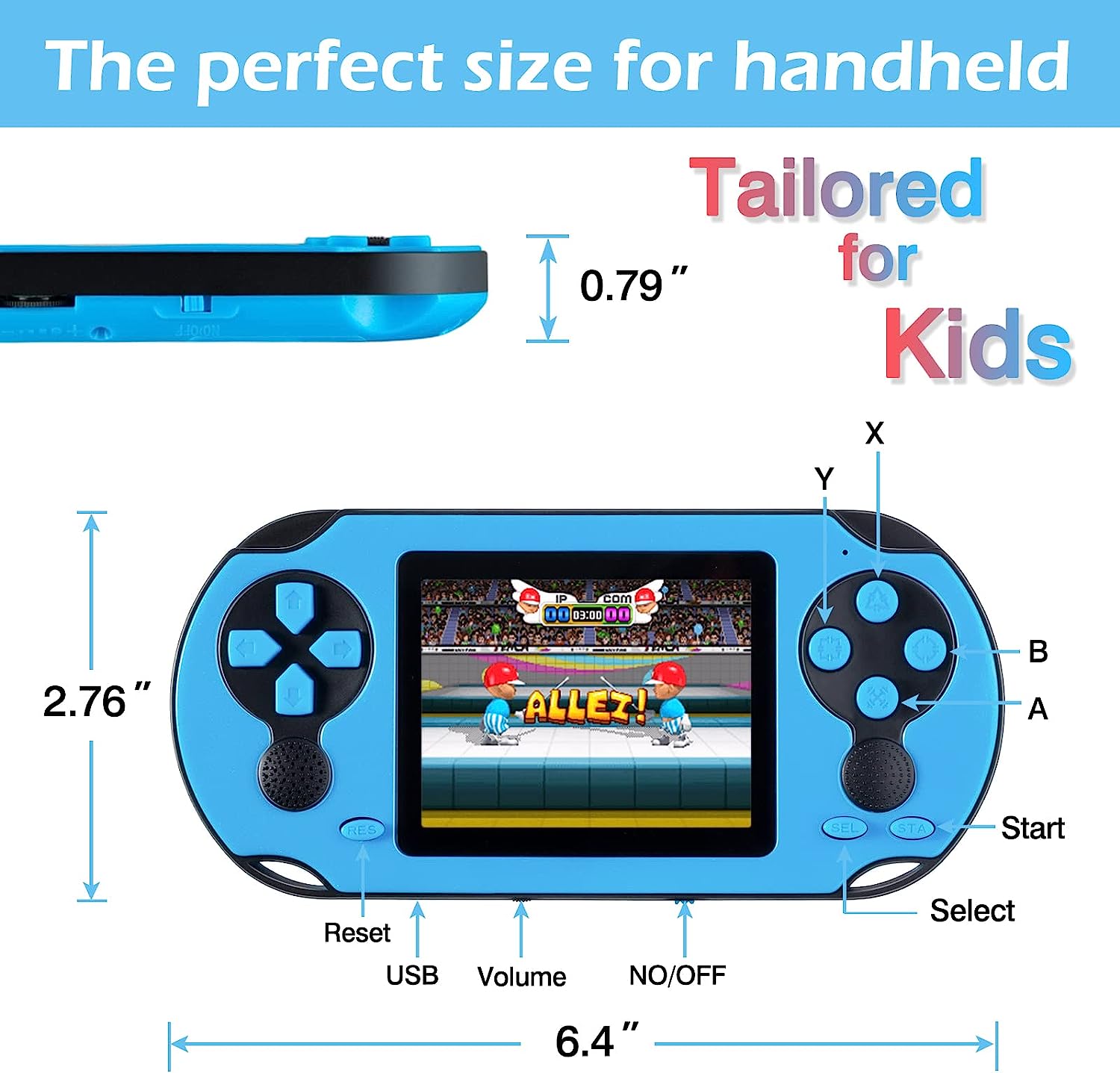 TaddToy 16 Bit Handheld Game Console for Kids Adults, 3.0'' Large Screen Preloaded 230 HD Classic Retro Video Games with USB Rechargeable Battery & 3 Game Cartridges for Birthday Gift for Kids 4-12