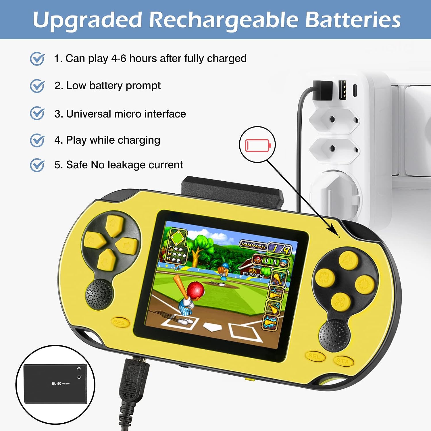 TaddToy 16 Bit Handheld Game Console for Kids Adults, 3.0'' Large Screen Preloaded 230 HD Classic Retro Video Games with USB Rechargeable Battery & 3 Game Cartridges for Birthday Gift for Kids 4-12