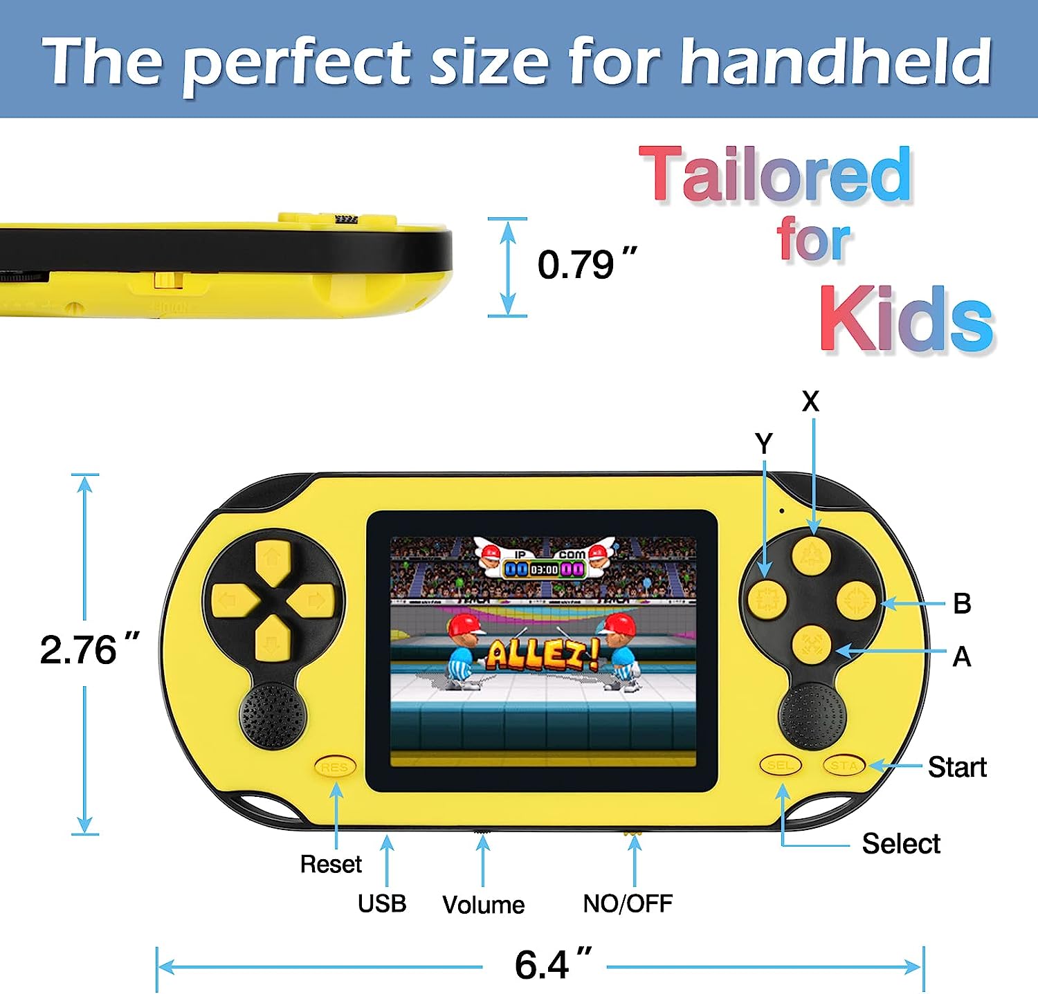 TaddToy 16 Bit Handheld Game Console for Kids Adults, 3.0'' Large Screen Preloaded 230 HD Classic Retro Video Games with USB Rechargeable Battery & 3 Game Cartridges for Birthday Gift for Kids 4-12