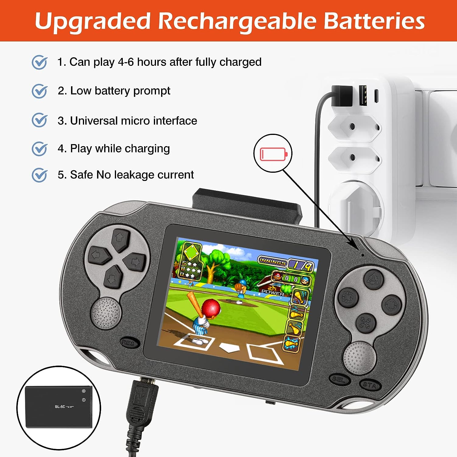 TaddToy 16 Bit Handheld Game Console for Kids Adults, 3.0'' Large Screen Preloaded 230 HD Classic Retro Video Games with USB Rechargeable Battery & 3 Game Cartridges for Birthday Gift for Kids 4-12