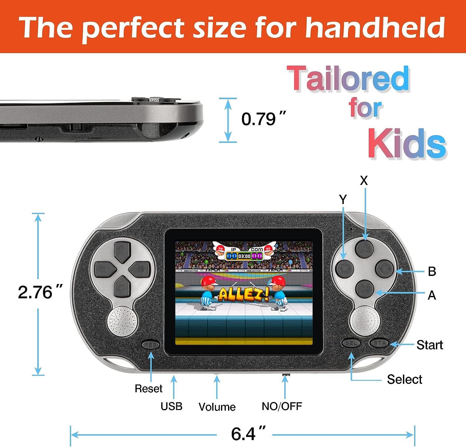 TaddToy 16 Bit Handheld Game Console for Kids Adults, 3.0'' Large Screen Preloaded 230 HD Classic Retro Video Games with USB Rechargeable Battery & 3 Game Cartridges for Birthday Gift for Kids 4-12