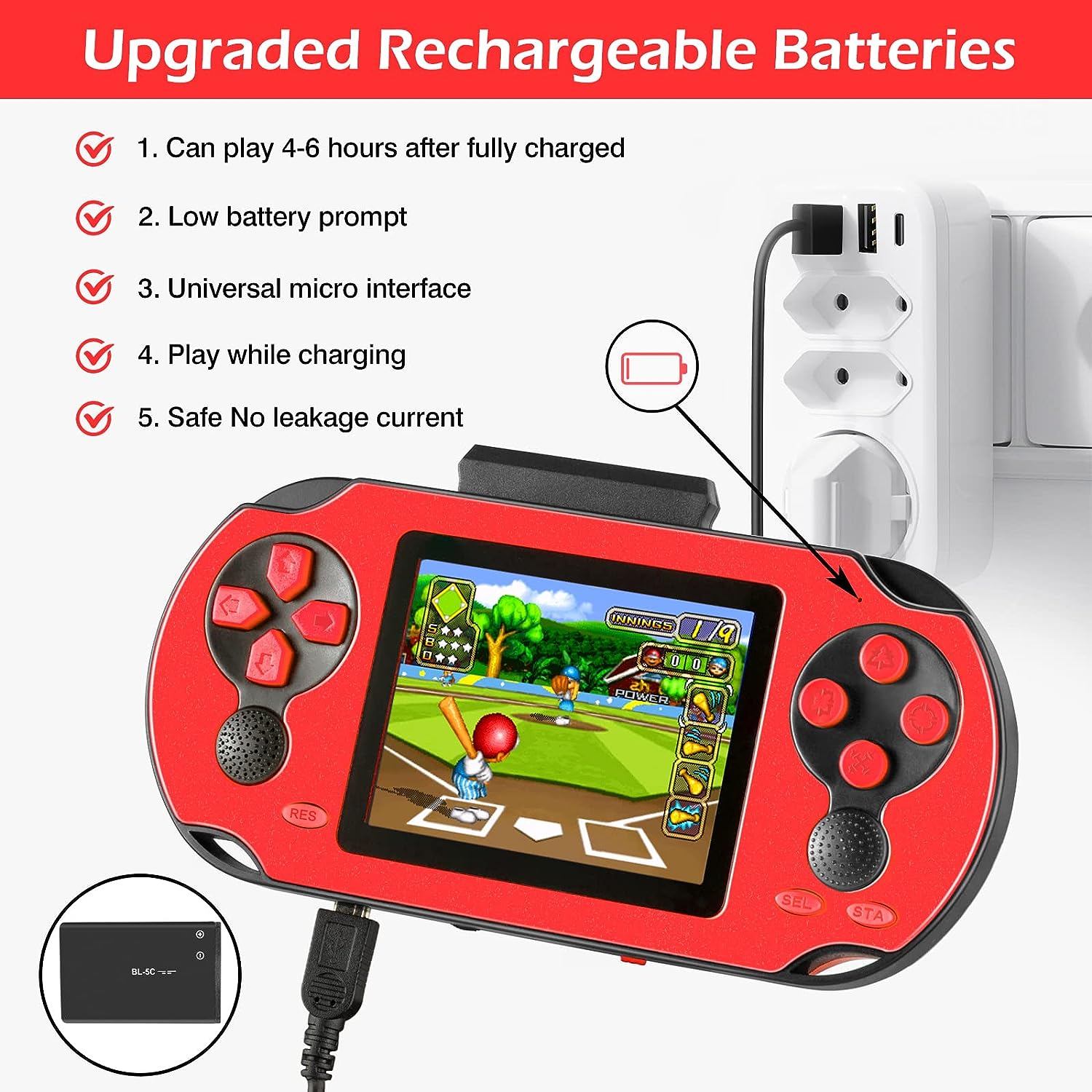 TaddToy 16 Bit Handheld Game Console for Kids Adults, 3.0'' Large Screen Preloaded 230 HD Classic Retro Video Games with USB Rechargeable Battery & 3 Game Cartridges for Birthday Gift for Kids 4-12