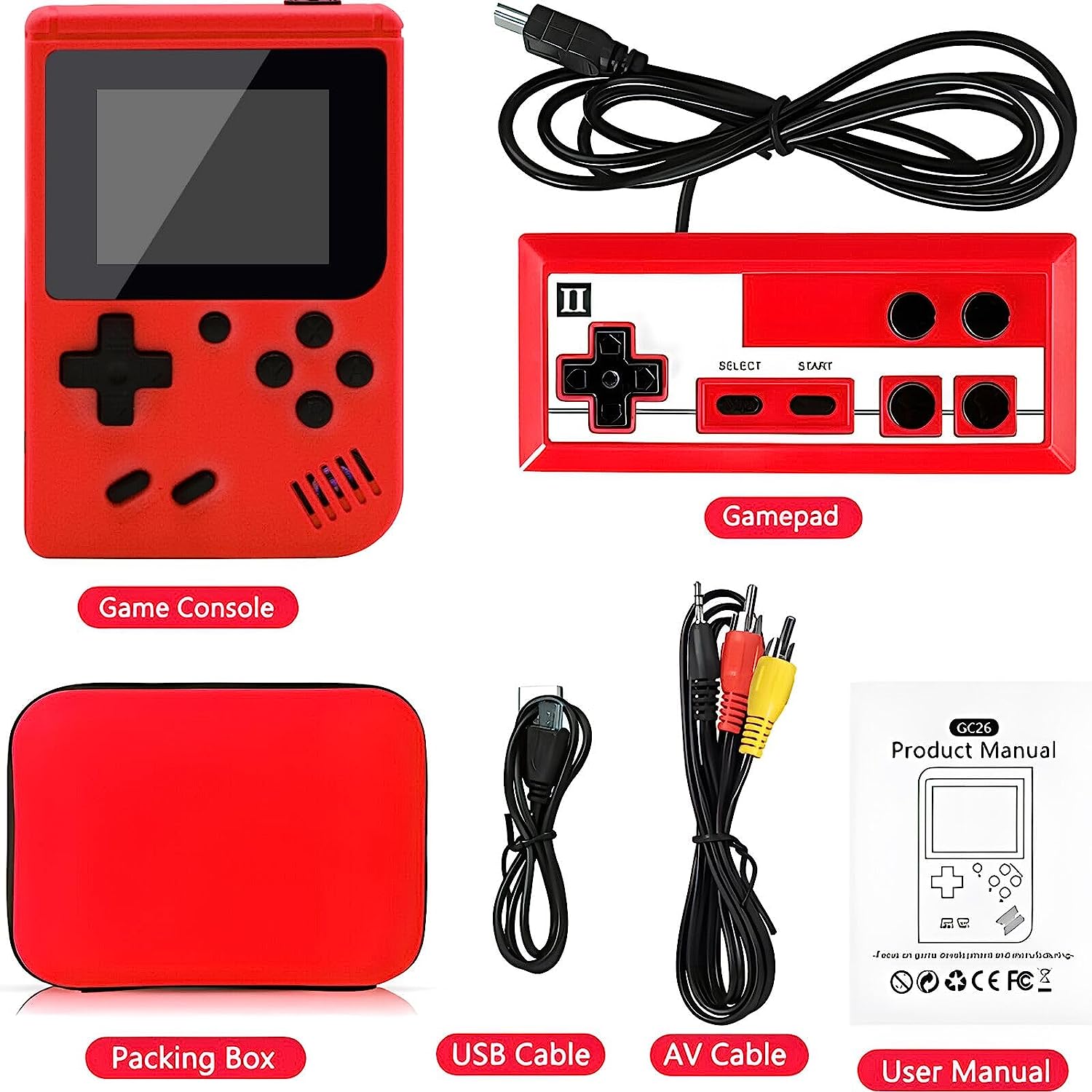 Tlsdosp Handheld Game Console, Portable Retro Video Game Console Upgrade 800 Classic FC Games, Large Battery Capacity of 1020mAh, USB Charging, Electronic Game Player Birthday Xmas Present Storage Bag